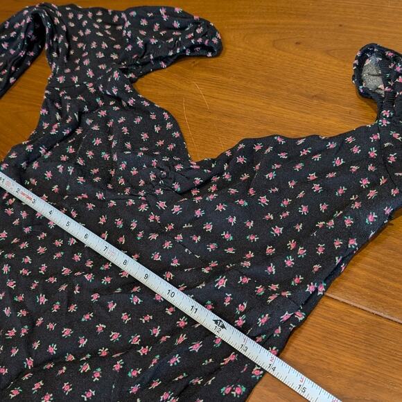 AFRM Black Floral Print Trixie Long Ballon Sleeve Midi Maxi Dress, size M - Picture 8 of 10